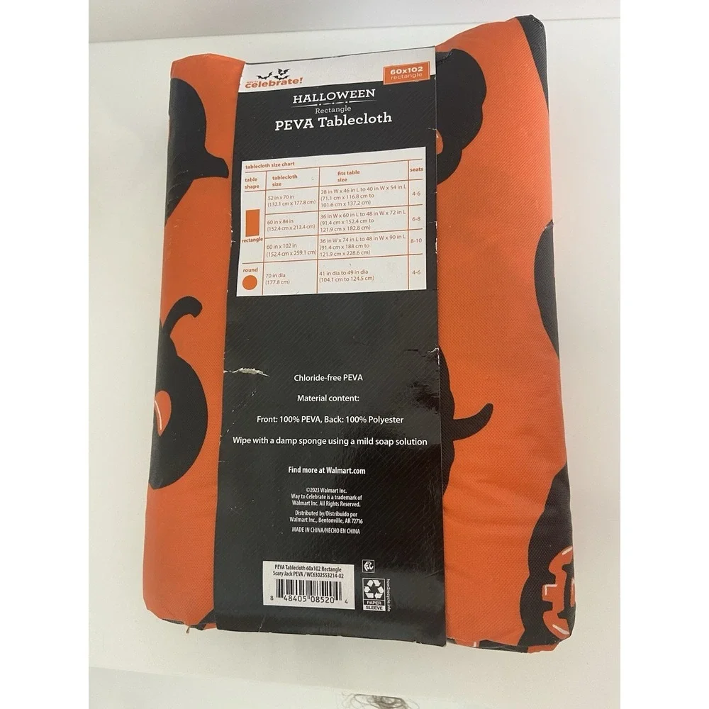 Way To‎ Celebrate Halloween Pumpkin PEVA Tablecloth 60x102 Rectangle NEW-READ